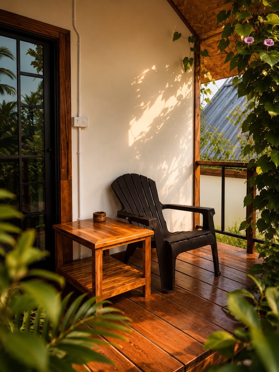 Terrace with chair and side table